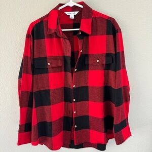 Old Navy Red Black Plaid Classic Top, size M